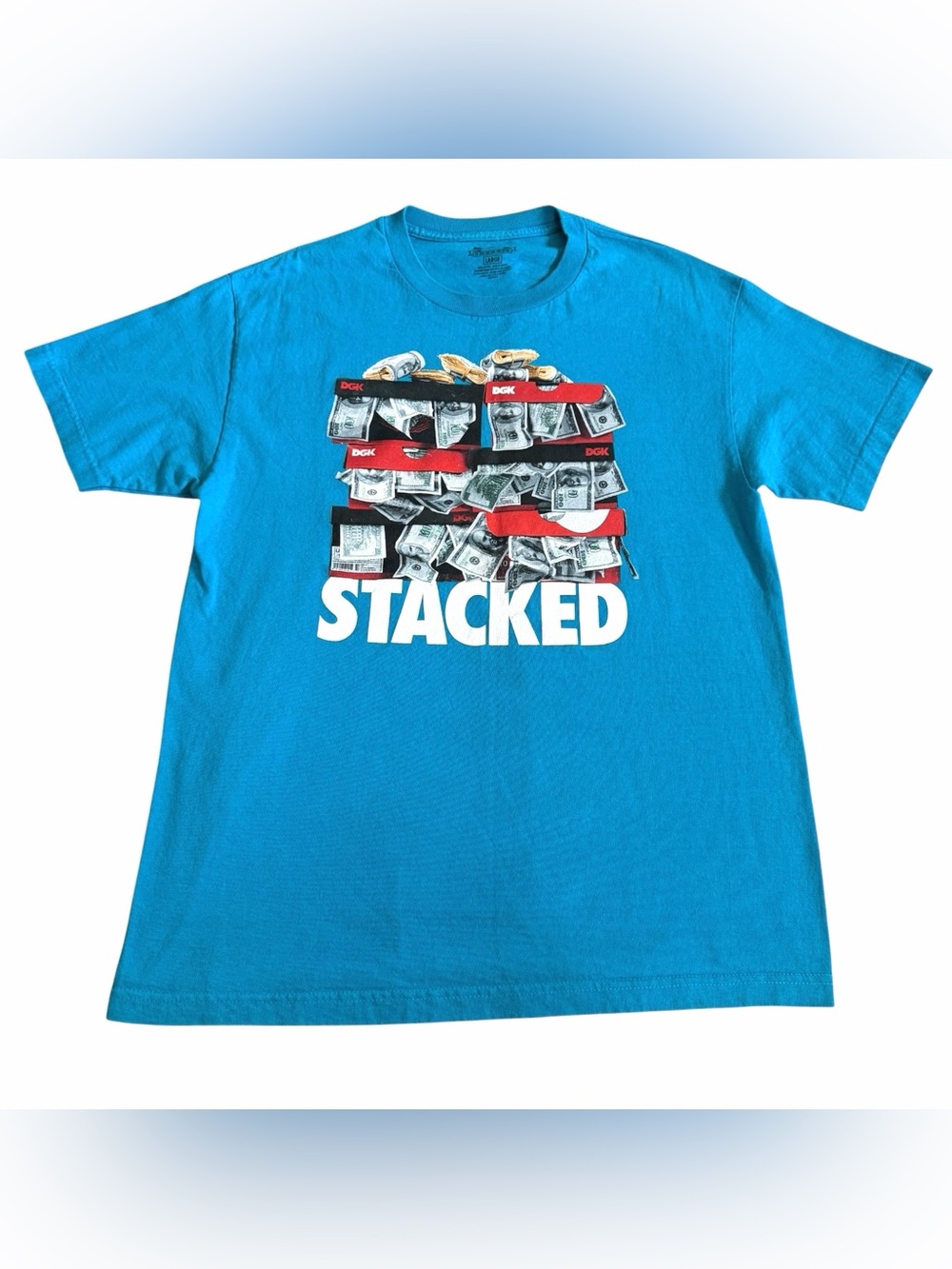 DGK Dirty Ghetto Kids Men’s Stacked T Shirt Sz L Blue Sneakerhead Skateboarding